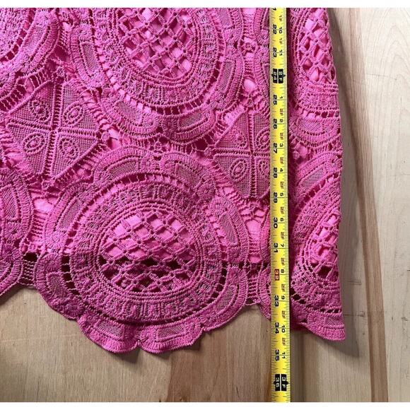 Superdown Pink Vita Open Back Mini Dress Size Small Lace Crochet Cocktail Event - Picture 12 of 12